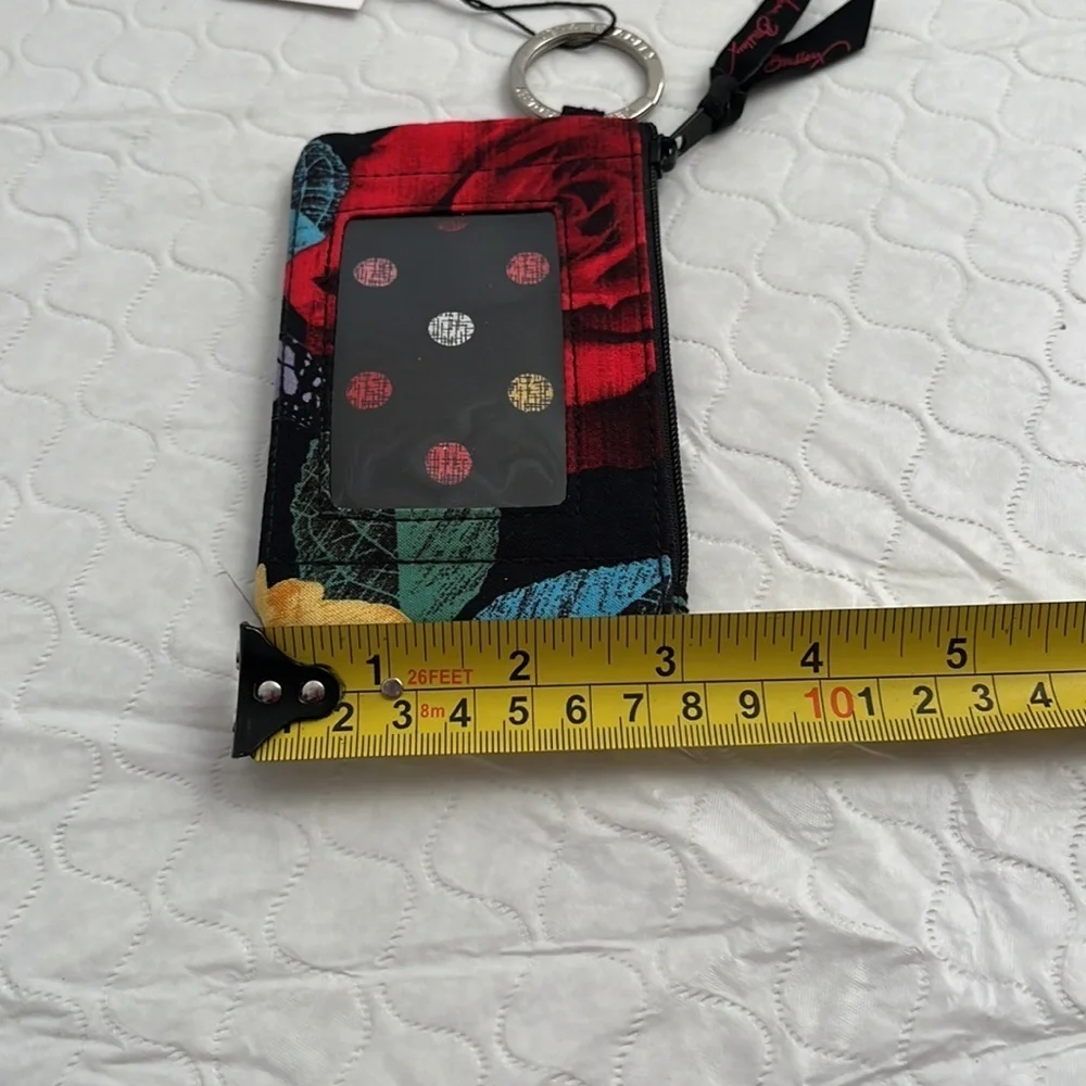 Vera Bradley Havana Rose multicolor zip ID case with key ring